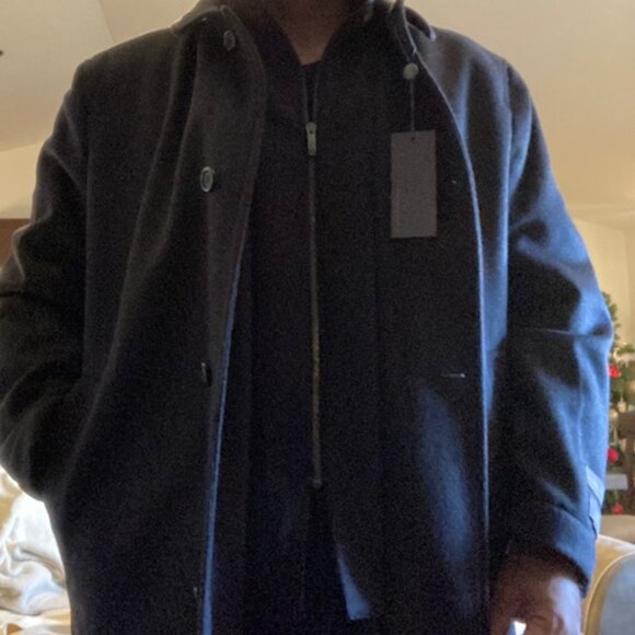 (WINTER SALE) NEW Kenneth Cole Cashmere/Wool Overcoat w/Bib - Picture 4 of 12